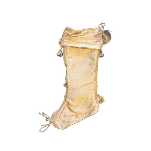 Victorian Set Of 4 Vintage Gold & Red Christmas Stockings Tassel & Cord Detail - Picture 7 of 15